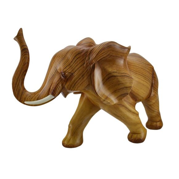 Scratch & Dent Walking Elephant Decorative Faux Carved Wood Look Statue 18 inch - Picture 2 of 4